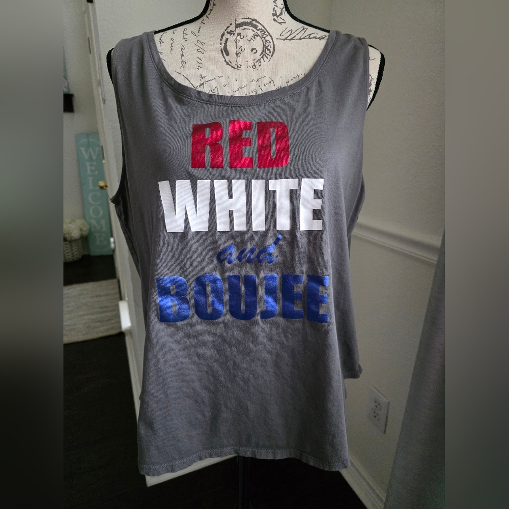 NY & Co. Red, White, and Boujee Tank Top